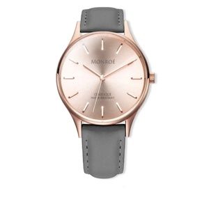 NEW Monroe Classique Solerose  Watch with Charcoal Real Leather Band